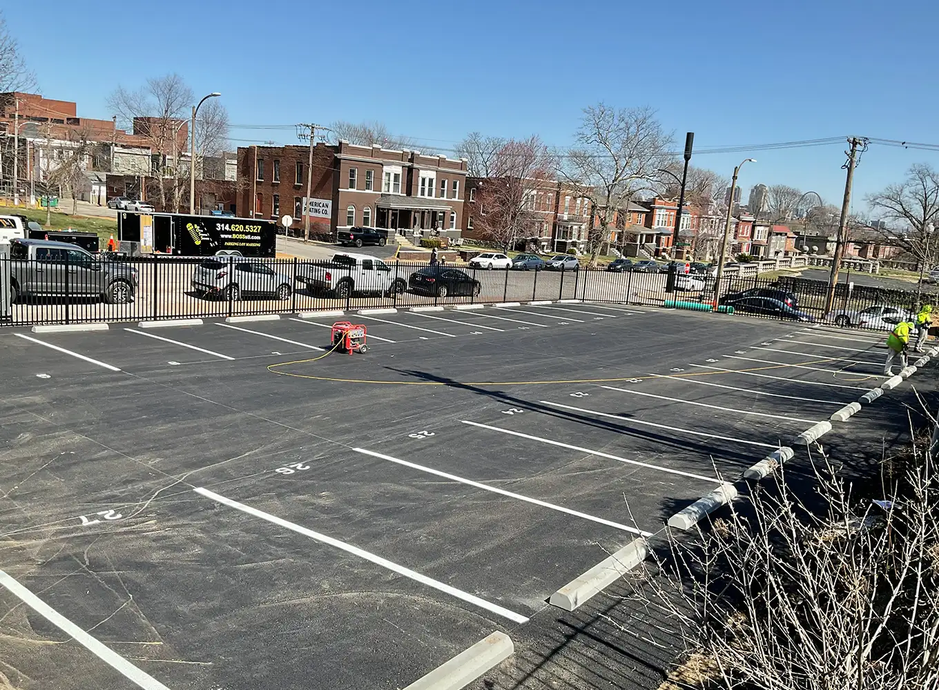 Parking lot being repaved