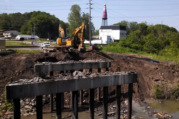 demolition of a bridge near st. louis mo